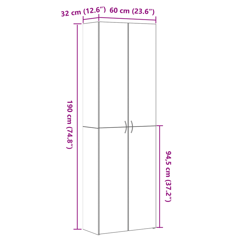 Casa si Gradina - Mobilier - Dulapuri si sifoniere - Dulapuri - Credenta birou  Negru Stejar 60x32x190 cm Lemn prelucrat - Infinity.ro