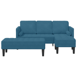 Casa si Gradina - Mobilier - Canapele si coltare - Canapele - Canapea de gradina  cu banca si perne, in forma de L, din catifea albastra - Infinity.ro