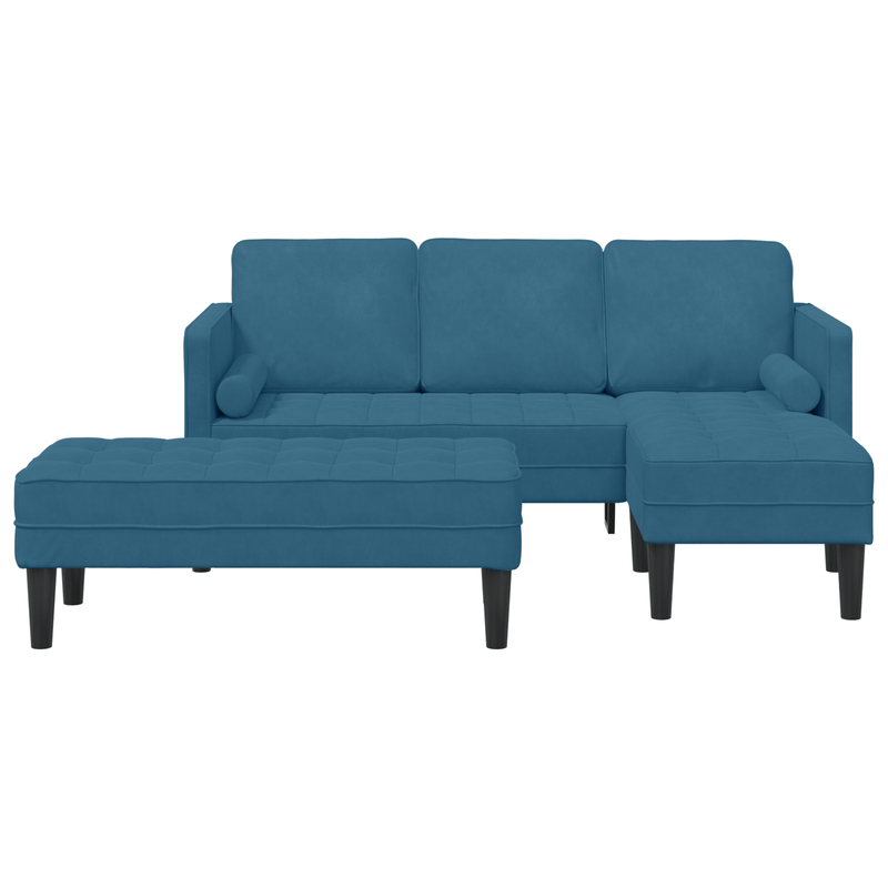 Casa si Gradina - Mobilier - Canapele si coltare - Canapele - Canapea de gradina  cu banca si perne, in forma de L, din catifea albastra - Infinity.ro