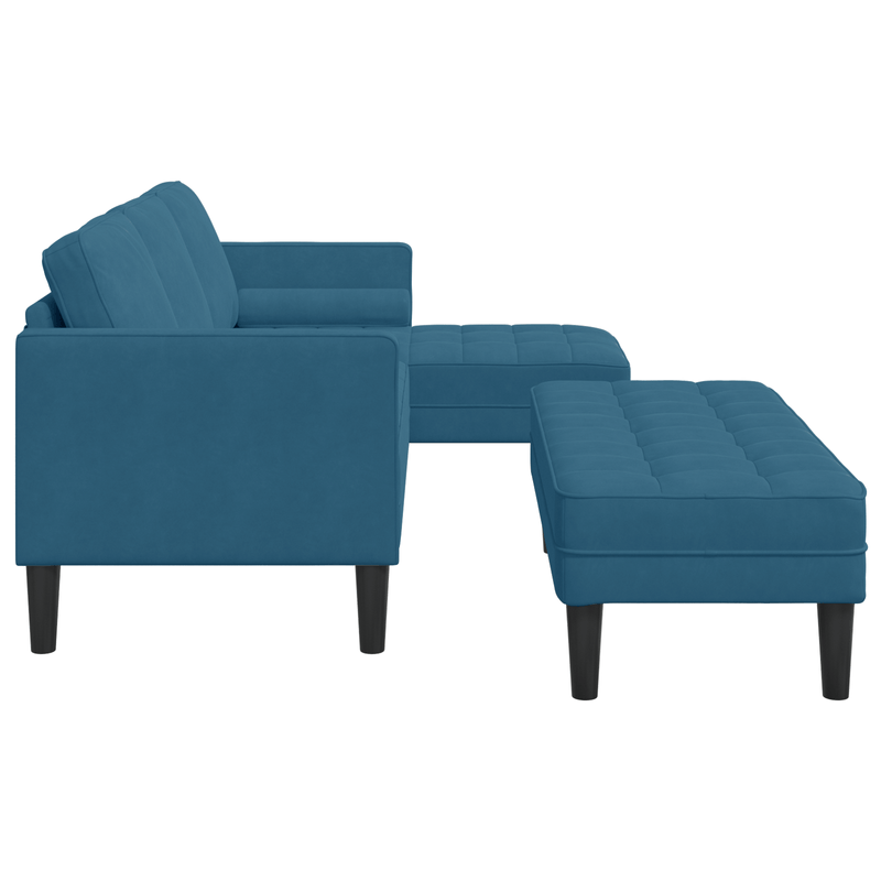 Casa si Gradina - Mobilier - Canapele si coltare - Canapele - Canapea de gradina  cu banca si perne, in forma de L, din catifea albastra - Infinity.ro