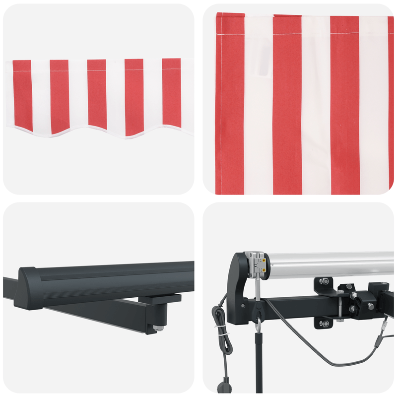 Casa si Gradina - Gradina si terasa - Umbrele si pavilioane - Umbrele - Copertina retractabila automata cu LED rosie si alba 300x250 cm - Infinity.ro