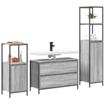 Casa si Gradina - Mobilier - Mobilier baie - Corpuri baie - Set mobilier baie, 3 piese, gri sonoma, lemn prelucrat - Infinity.ro