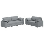Casa si Gradina - Mobilier - Canapele si coltare - Canapele - Set canapea, 2 piese, perne gri deschis, textil - Infinity.ro