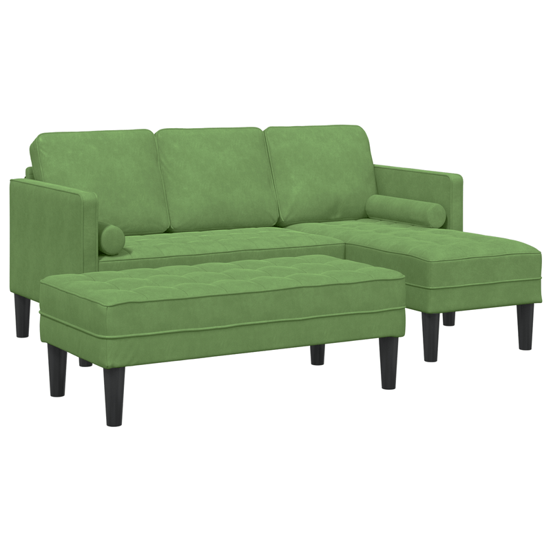 Casa si Gradina - Mobilier - Canapele si coltare - Canapele - Canapea pentru gradina  cu banca si perne L-Forma din catifea verde deschis - Infinity.ro