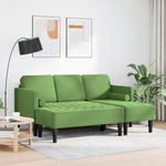 Casa si Gradina - Mobilier - Canapele si coltare - Canapele - Canapea pentru gradina  cu banca si perne L-Forma din catifea verde deschis - Infinity.ro