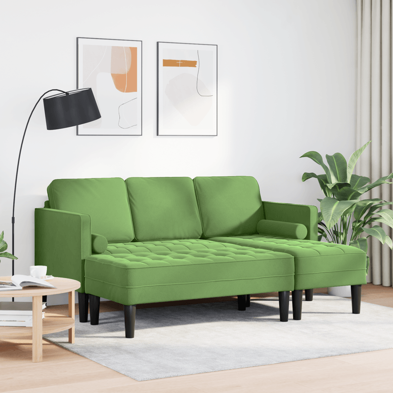 Casa si Gradina - Mobilier - Canapele si coltare - Canapele - Canapea pentru gradina  cu banca si perne L-Forma din catifea verde deschis - Infinity.ro