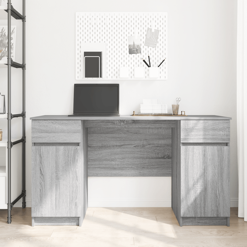 Casa si Gradina - Mobilier - Mese si birouri - Birouri - Birou, gri sonoma, 140x49x76 cm, lemn prelucrat - Infinity.ro