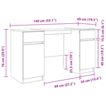 Casa si Gradina - Mobilier - Mese si birouri - Birouri - Birou, gri sonoma, 140x49x76 cm, lemn prelucrat - Infinity.ro