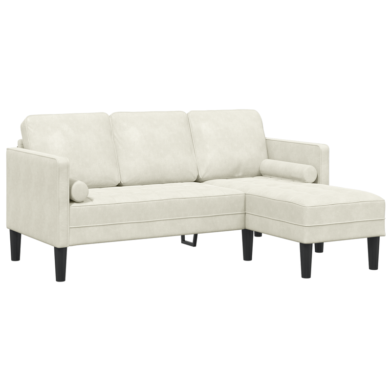 Casa si Gradina - Mobilier - Canapele si coltare - Canapele - Canapea de Gradina  cu Banca si Perne in Forma de L din Catifea Crem - Infinity.ro