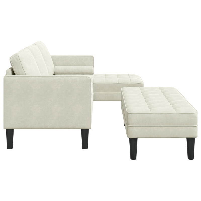 Casa si Gradina - Mobilier - Canapele si coltare - Canapele - Canapea de Gradina  cu Banca si Perne in Forma de L din Catifea Crem - Infinity.ro