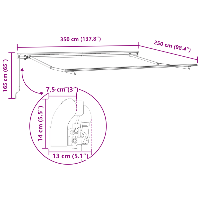 Casa si Gradina - Gradina si terasa - Umbrele si pavilioane - Pavilioane - Umbrela Retractabila Manuala cu Dungi Multicolore 350x250 cm - Infinity.ro