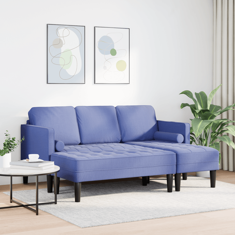 Casa si Gradina - Mobilier - Canapele si coltare - Canapele - Set canapea 2 piese cu perne Albastru jeans Tesatura - Infinity.ro