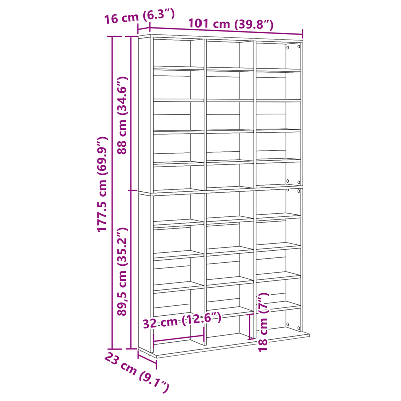 Casa si Gradina - Mobilier - Dulapuri si sifoniere - Dulapuri - Dulap CD-uri, stejar negru, 101x23x177,5 cm, lemn prelucrat - Infinity.ro