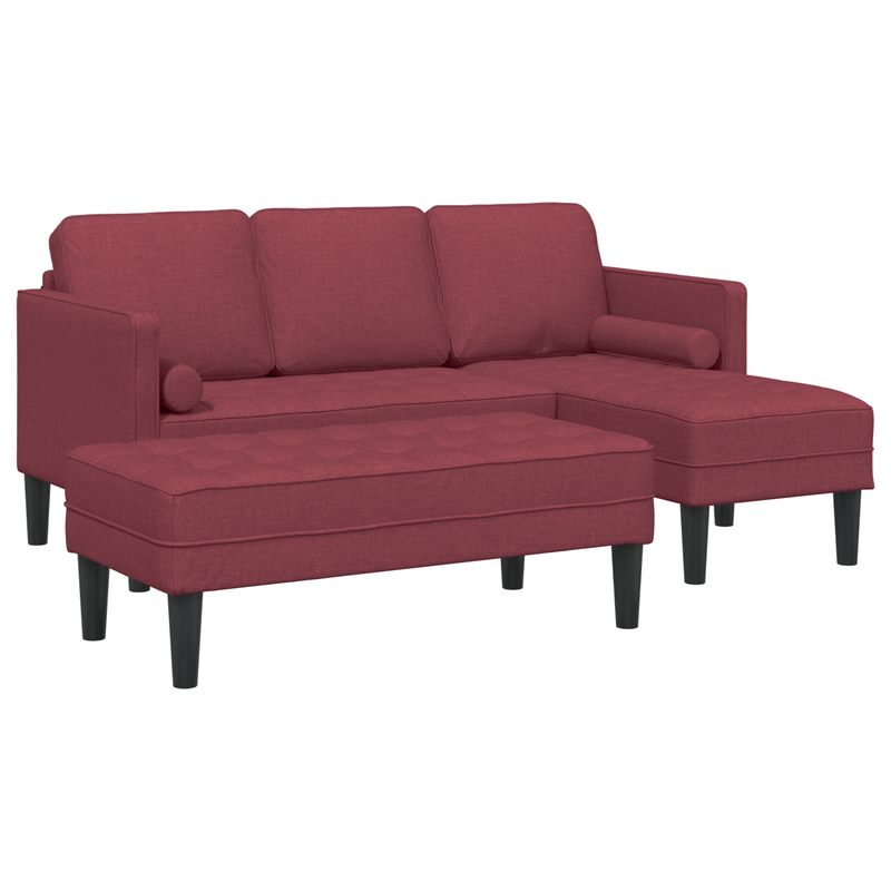 Casa si Gradina - Mobilier - Canapele si coltare - Canapele - Set canapea in 2 piese cu perne din tesatura rosie vin - Infinity.ro