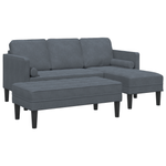 Casa si Gradina - Mobilier - Canapele si coltare - Canapele - Canapea de gradina  cu banca si perne in forma de L, catifea gri inchis - Infinity.ro