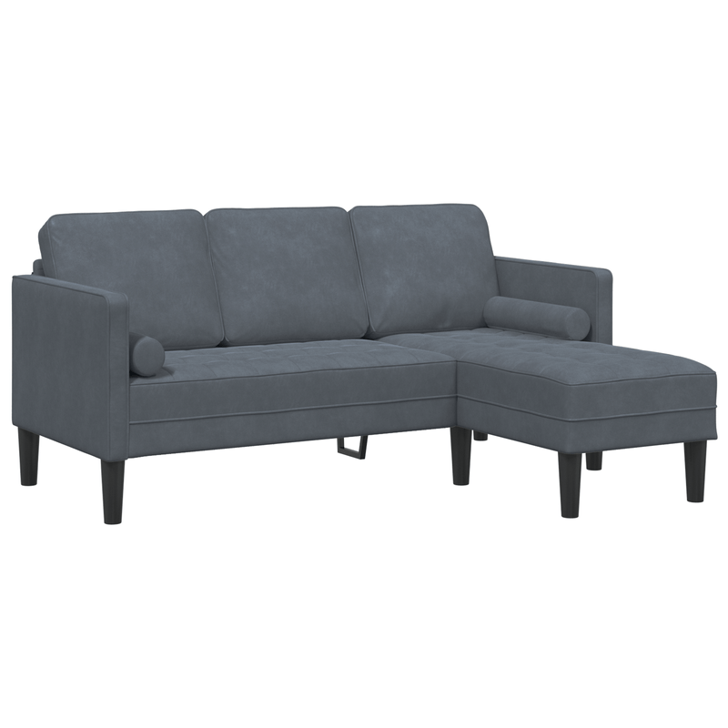 Casa si Gradina - Mobilier - Canapele si coltare - Canapele - Canapea de gradina  cu banca si perne in forma de L, catifea gri inchis - Infinity.ro