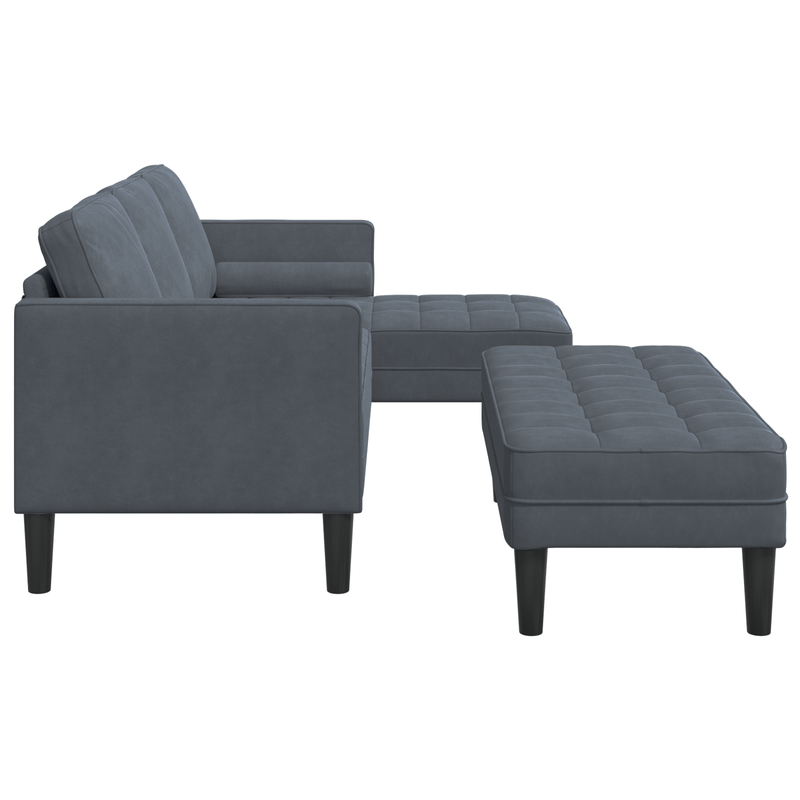 Casa si Gradina - Mobilier - Canapele si coltare - Canapele - Canapea de gradina  cu banca si perne in forma de L, catifea gri inchis - Infinity.ro
