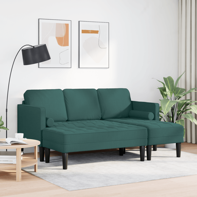 Casa si Gradina - Mobilier - Canapele si coltare - Canapele - Set canapele 2 piese cu perne din textil verde inchis - Infinity.ro