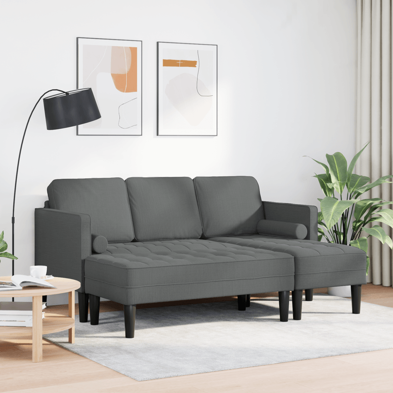 Casa si Gradina - Mobilier - Canapele si coltare - Canapele - Set canapea 2 piese cu perne, tesatura gri inchis - Infinity.ro