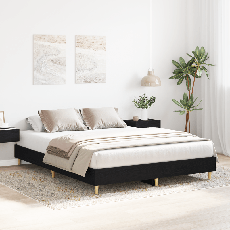 Casa si Gradina - Mobilier - Paturi si accesorii - Paturi - Cadru Pat Stejar Negru 150x200 cm Lemn Stratificat - Infinity.ro