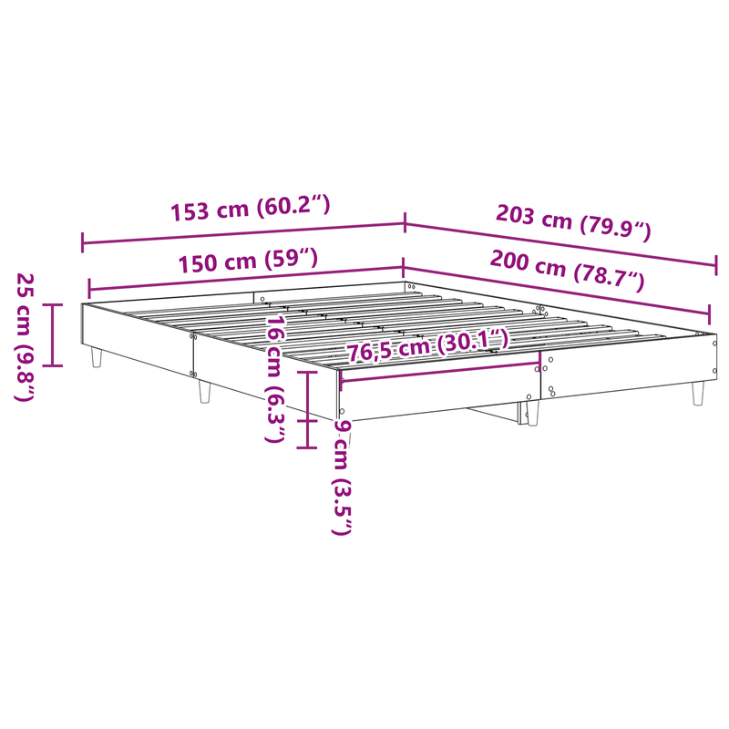 Casa si Gradina - Mobilier - Paturi si accesorii - Paturi - Cadru Pat Stejar Negru 150x200 cm Lemn Stratificat - Infinity.ro