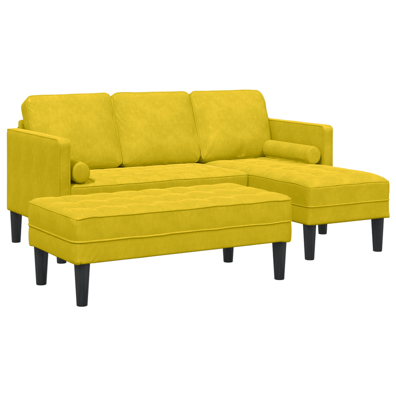 Casa si Gradina - Mobilier - Canapele si coltare - Canapele - Canapea de Gradina  cu bancuta si perne in forma de L din catifea galbena - Infinity.ro