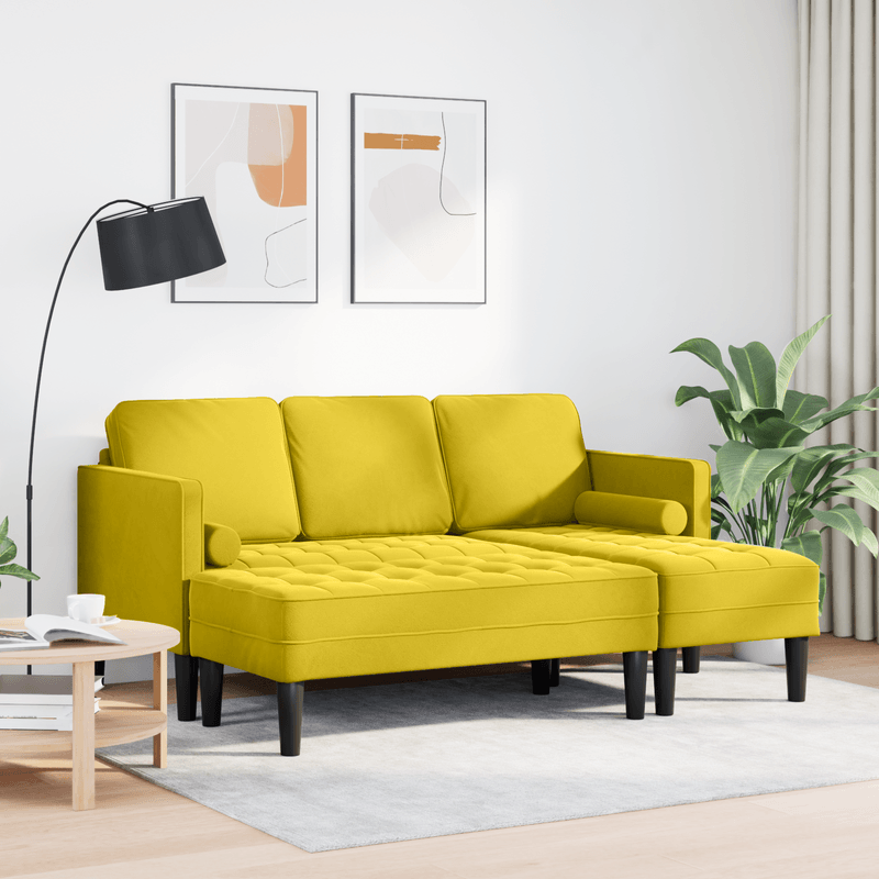 Casa si Gradina - Mobilier - Canapele si coltare - Canapele - Canapea de Gradina  cu bancuta si perne in forma de L din catifea galbena - Infinity.ro