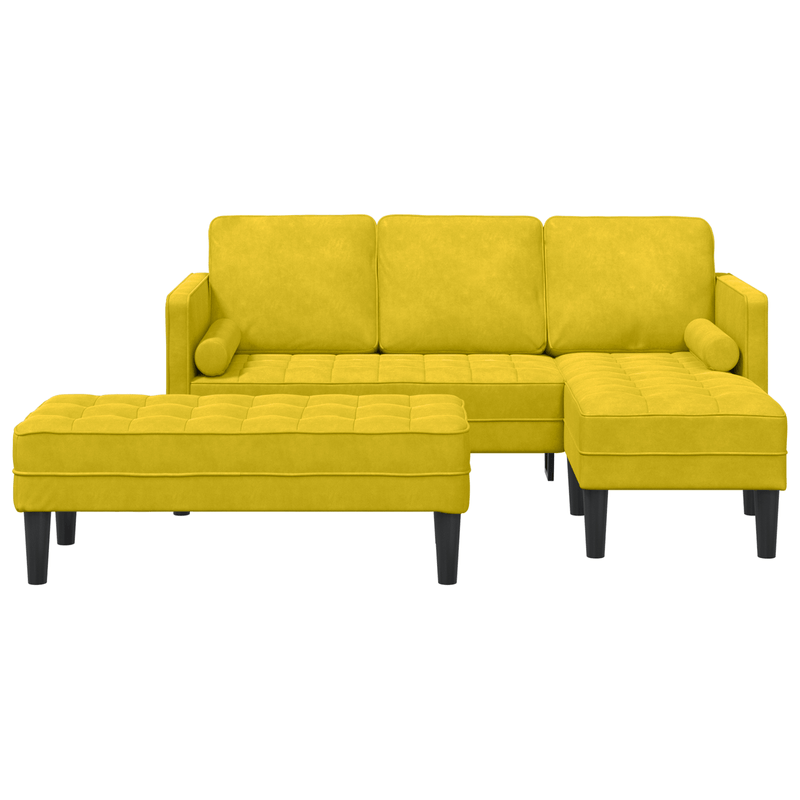 Casa si Gradina - Mobilier - Canapele si coltare - Canapele - Canapea de Gradina  cu bancuta si perne in forma de L din catifea galbena - Infinity.ro