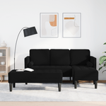 Casa si Gradina - Mobilier - Canapele si coltare - Canapele - Canapea de gradina  cu banca si perne in forma de L din catifea neagra - Infinity.ro