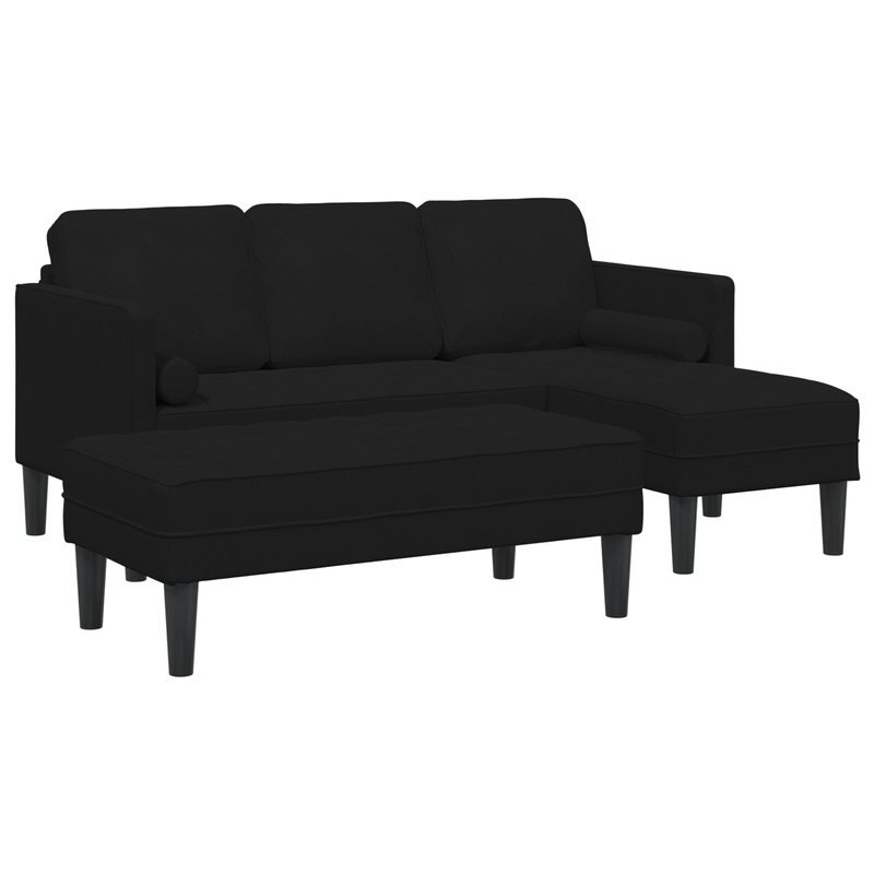 Casa si Gradina - Mobilier - Canapele si coltare - Canapele - Canapea de gradina  cu banca si perne in forma de L din catifea neagra - Infinity.ro