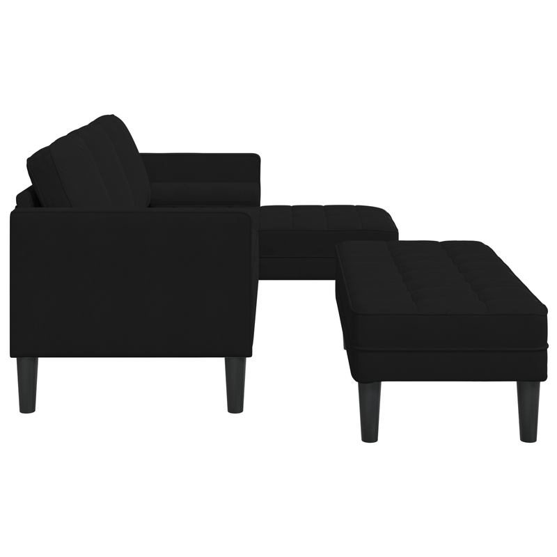 Casa si Gradina - Mobilier - Canapele si coltare - Canapele - Canapea de gradina  cu banca si perne in forma de L din catifea neagra - Infinity.ro