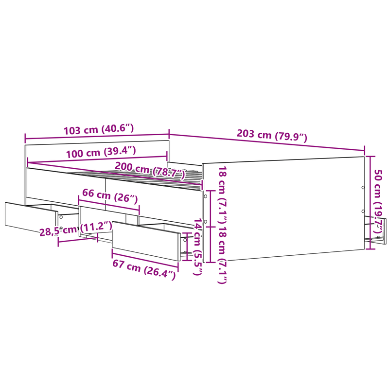 Casa si Gradina - Mobilier - Paturi si accesorii - Paturi - Cadru de pat fara saltea, stejar negru, 100x200 cm, lemn - Infinity.ro