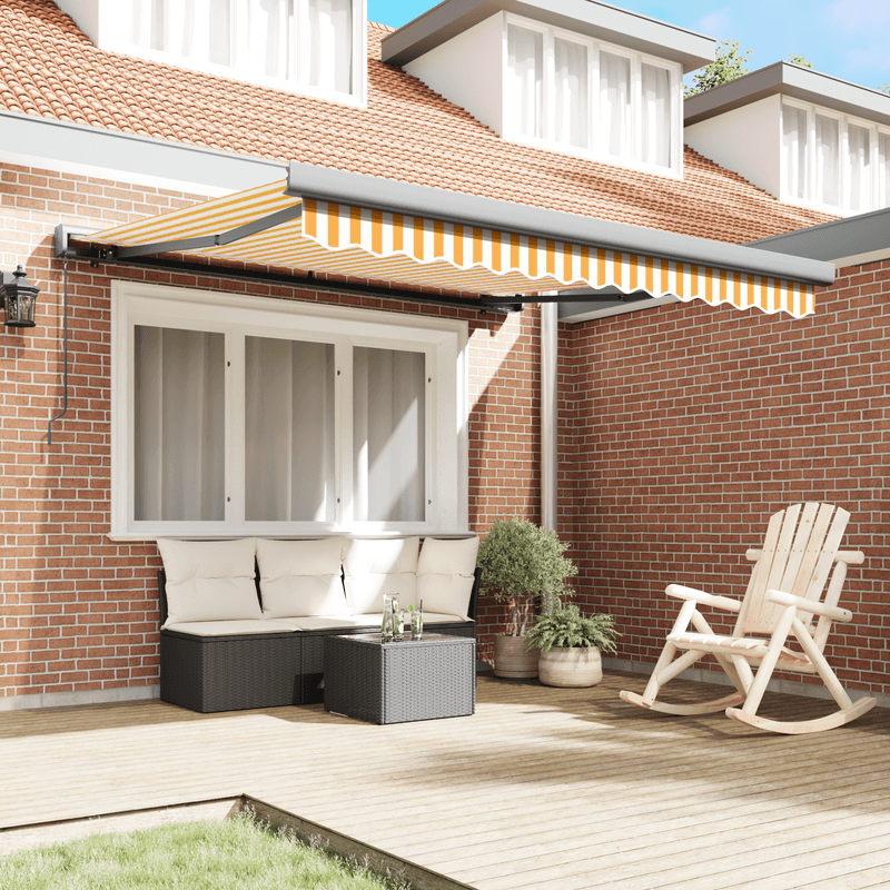 Casa si Gradina - Gradina si terasa - Umbrele si pavilioane - Umbrele - Copertina retractabila manuala galbena si alba 300x250 cm - Infinity.ro