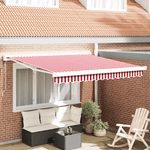 Casa si Gradina - Gradina si terasa - Umbrele si pavilioane - Umbrele - Copertina retractabila automata cu Dungi Rosii si Albe 300x250 cm - Infinity.ro