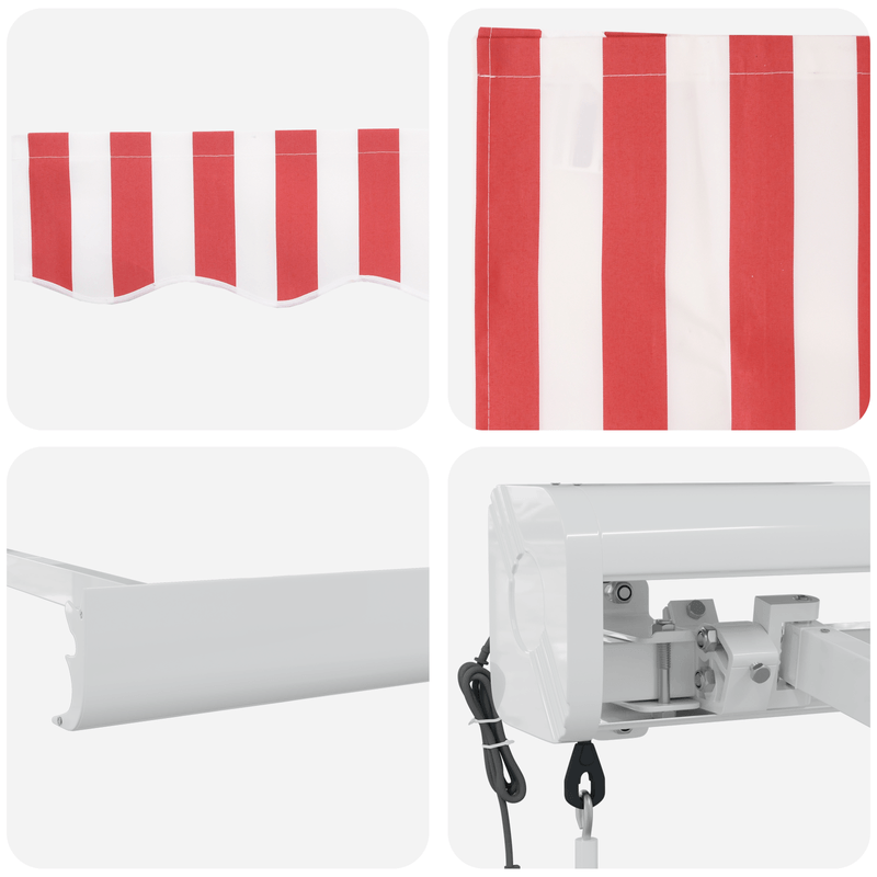 Casa si Gradina - Gradina si terasa - Umbrele si pavilioane - Umbrele - Copertina retractabila automata cu Dungi Rosii si Albe 300x250 cm - Infinity.ro