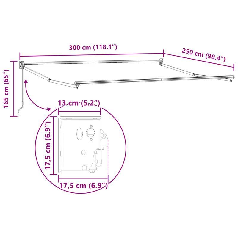 Casa si Gradina - Gradina si terasa - Umbrele si pavilioane - Umbrele - Copertina manuala retractabila cu dungi rosii si albe 300x250 cm - Infinity.ro