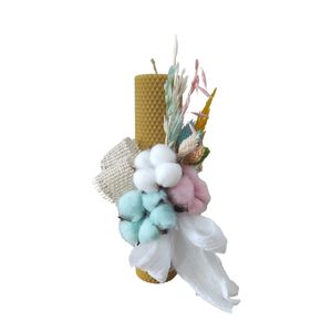 Lumanare de botez din ceara naturala de albine multicolor, 26 cm, Colorart