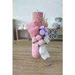 Fashion, accesorii si bijuterii - Copii - Articole botez - Trusouri si accesorii botez - Lumanare de botez din ceara naturala de albine roz, 26 cm, Colorart - Infinity.ro