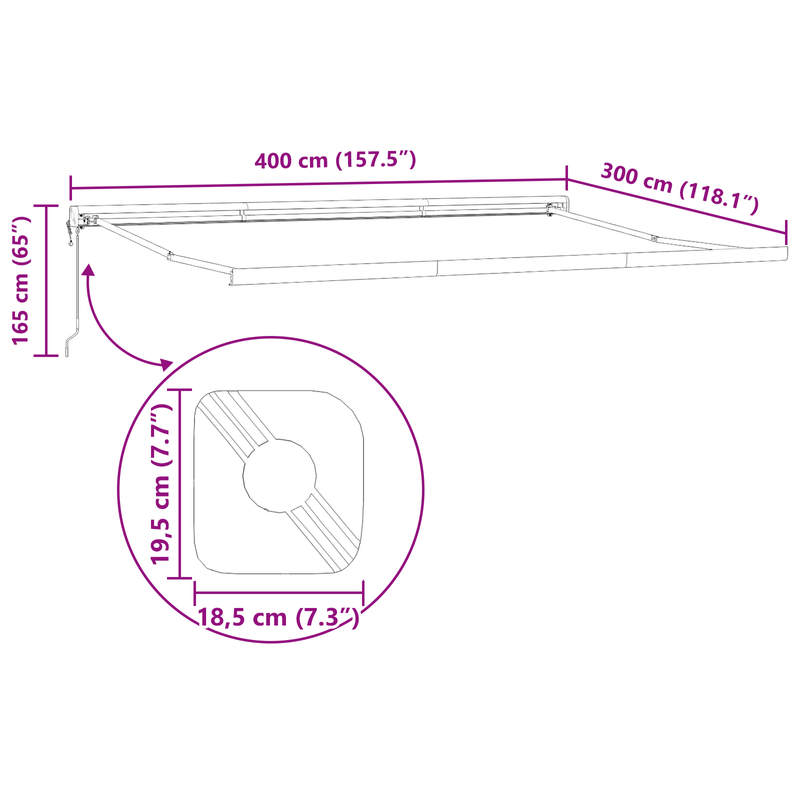 Casa si Gradina - Gradina si terasa - Umbrele si pavilioane - Pavilioane - Marchiza manuala retractabila cu LED galben si portocaliu 400x350 cm - Infinity.ro