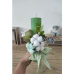 Fashion, accesorii si bijuterii - Copii - Articole botez - Trusouri si accesorii botez - Lumanare de botez din ceara naturala de albine verde, 26 cm, Colorart - Infinity.ro