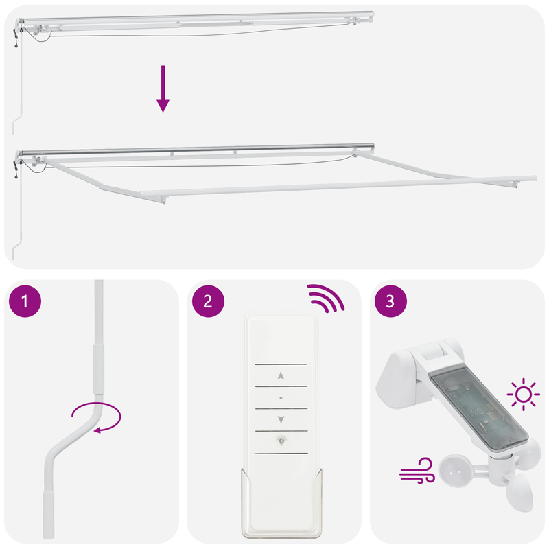 Casa si Gradina - Gradina si terasa - Umbrele si pavilioane - Umbrele - Copertina retractabila automata cu LED si dungi multicolore 450x300 cm - Infinity.ro