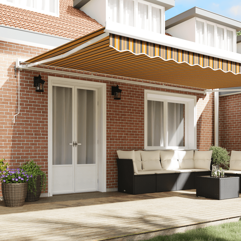 Casa si Gradina - Gradina si terasa - Umbrele si pavilioane - Umbrele - Copertina retractabila automata in Dungi Multicolor 500x300 cm - Infinity.ro