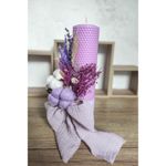 Fashion, accesorii si bijuterii - Copii - Articole botez - Trusouri si accesorii botez - Lumanare de botez din ceara naturala de albine mov, 26 cm, Colorart - Infinity.ro