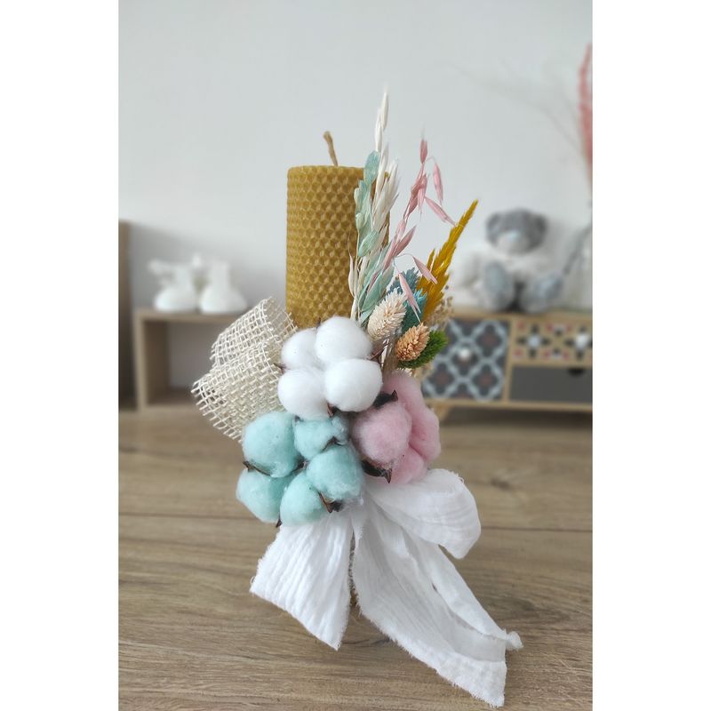 Fashion, accesorii si bijuterii - Copii - Articole botez - Trusouri si accesorii botez - Lumanare de botez din ceara naturala de albine multicolor, 26 cm, Colorart - Infinity.ro