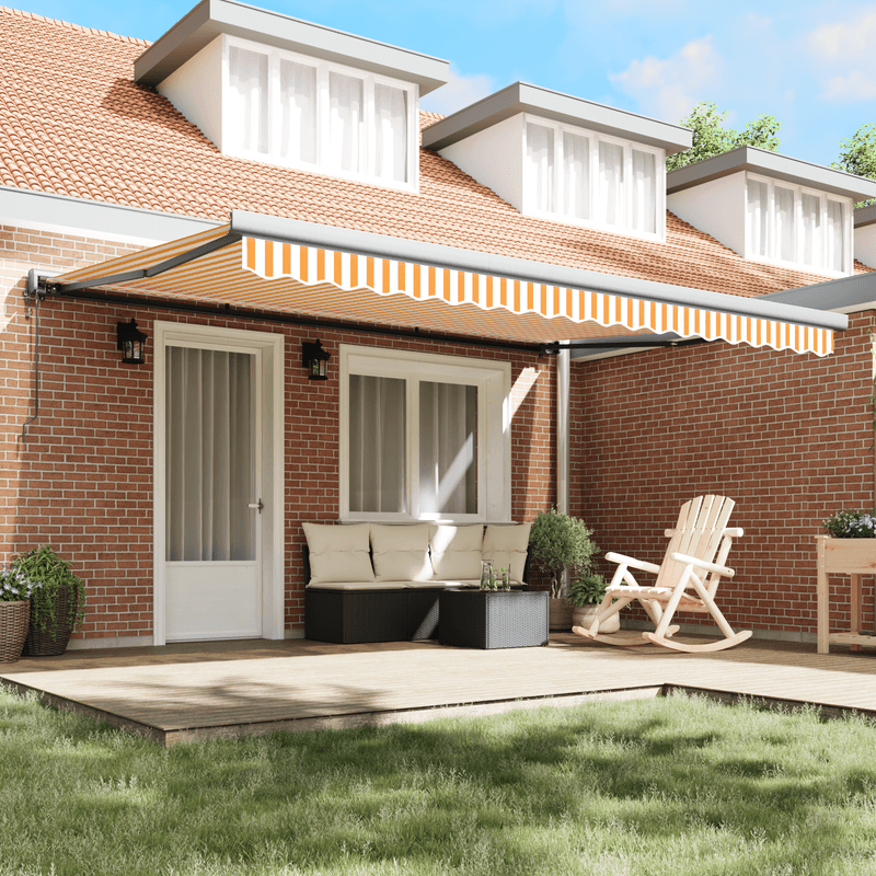 Casa si Gradina - Gradina si terasa - Umbrele si pavilioane - Umbrele - Copertina retractabila automata portocalie si alba 450x300 cm - Infinity.ro