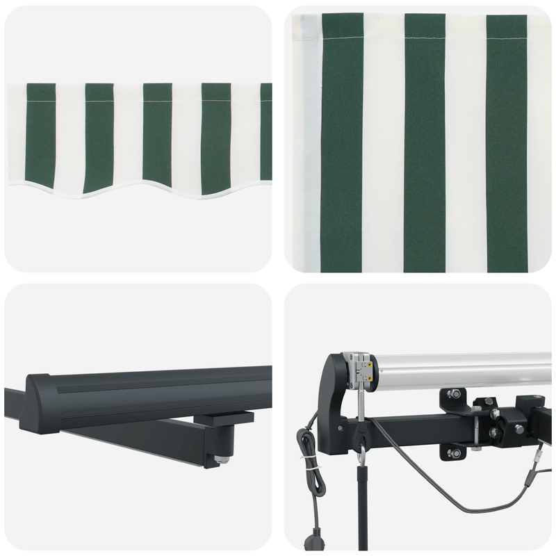 Casa si Gradina - Gradina si terasa - Umbrele si pavilioane - Umbrele - Copertina retractabila automata  cu LED Verde si Alb 450x350 cm - Infinity.ro