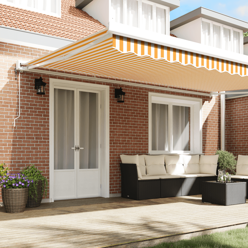 Casa si Gradina - Gradina si terasa - Umbrele si pavilioane - Umbrele - Copertina retractabila automata portocalie si alba 500x300 cm - Infinity.ro