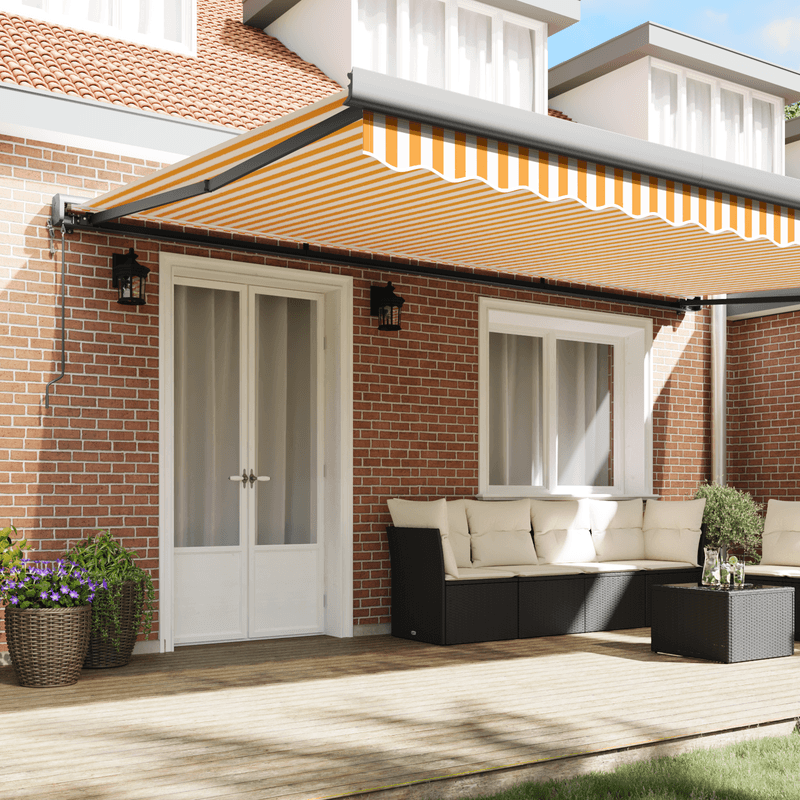 Casa si Gradina - Gradina si terasa - Umbrele si pavilioane - Umbrele - Copertina retractabila automata - Portocalie si Alba, 500x300 cm - Infinity.ro