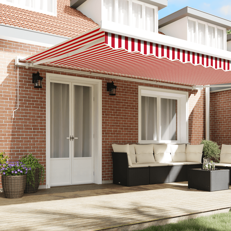Casa si Gradina - Gradina si terasa - Umbrele si pavilioane - Umbrele - Copertina manuala retractabila cu dungi rosu si alb 500x300 cm - Infinity.ro