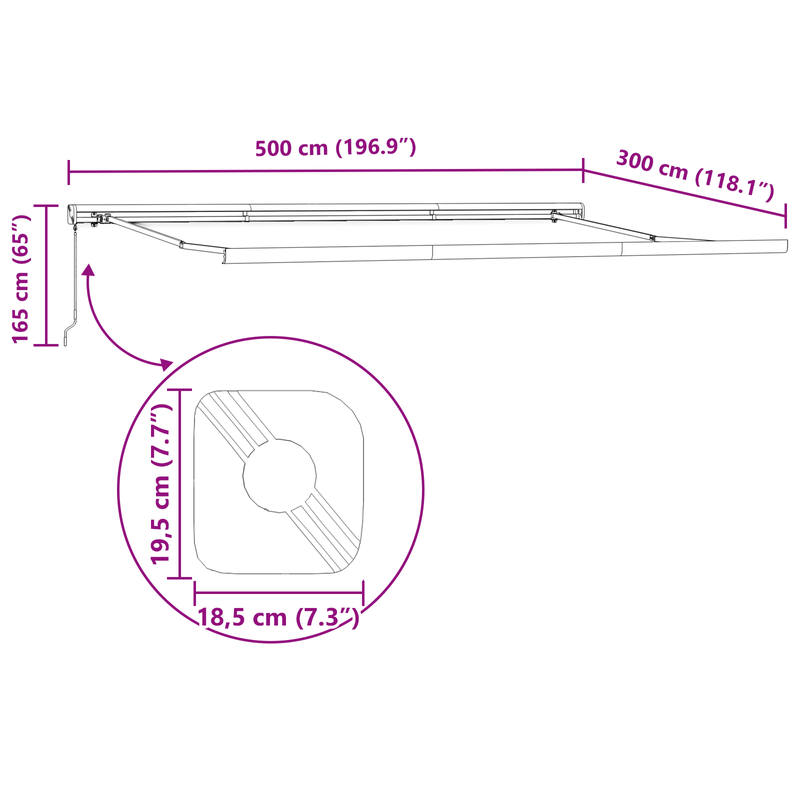 Casa si Gradina - Gradina si terasa - Umbrele si pavilioane - Umbrele - Copertina manuala retractabila cu dungi rosu si alb 500x300 cm - Infinity.ro